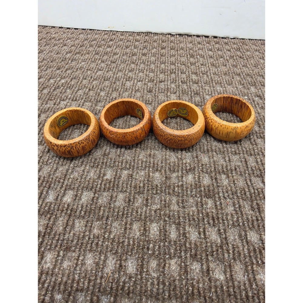 Vintage Wood Napkin Rings Set of 4 Natural Grain Round Table Decor Philippines